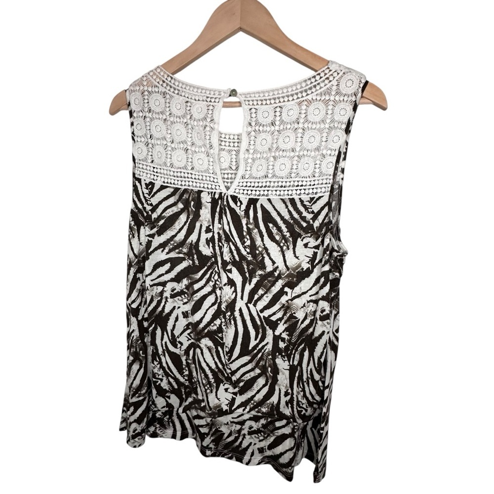 Pleione Zebra Print Sleeveless Blouse Size L - Picture 2 of 9